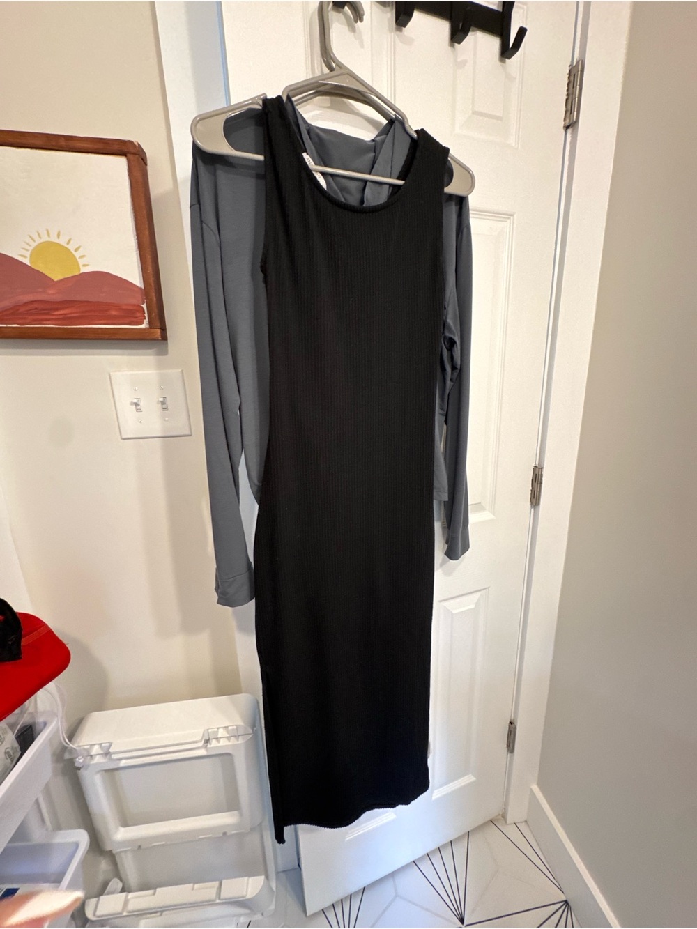Anistar black ribbed knit sleeveless with twist